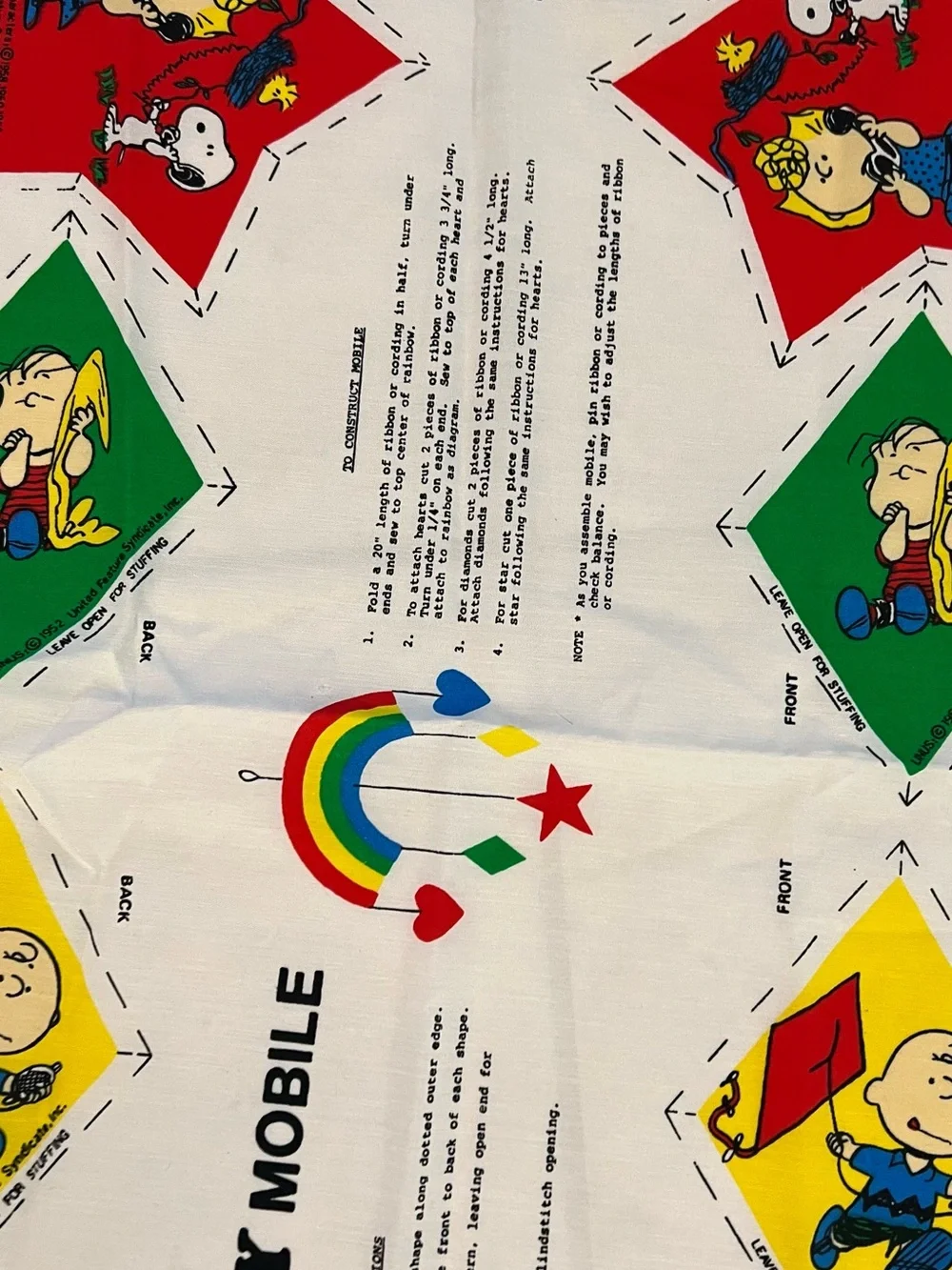 Peanuts Snoopy Mobile Panel with Rainbow, Red, Blue, Green & Yellow 3 panels